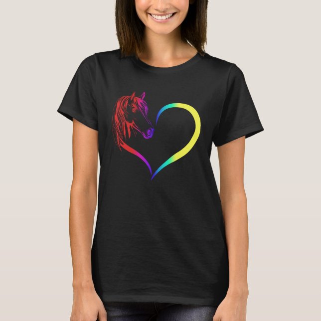 Horse head with Heart for Horse Riders and Equestr T-Shirt (Front)