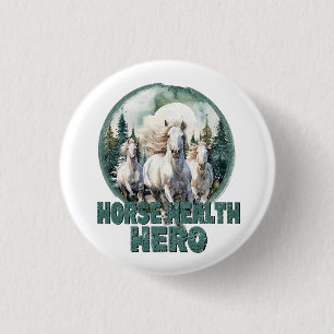 Horse Health Hero, Vintage Equine Retro Vet 3 Cm Round Badge