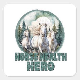 Horse Health Hero, Vintage Vet Equine Hospital Square Sticker