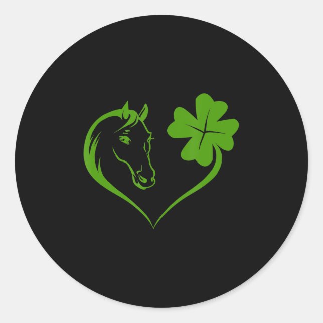 Horse Heart and Leaf Irish St. Patrick Day Gift Ho Classic Round Sticker (Front)