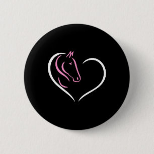 Horse Heart Cute Horseback Riding Equine Equestria 6 Cm Round Badge