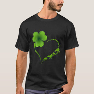 Horse Heart Leaf Irish St Patrick Day Clover Heart T-Shirt