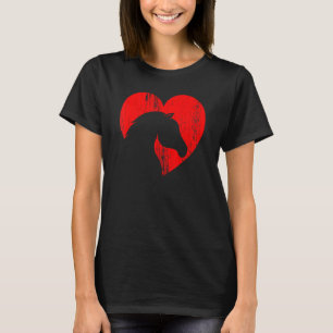 Horse Heart Silhouette For Cowgirl Equestrian Grap T-Shirt