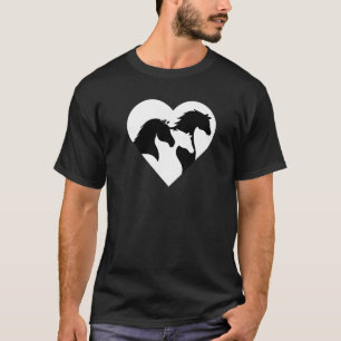 Horse Heart Silhouette For Cowgirl Equestrian Grap T-Shirt
