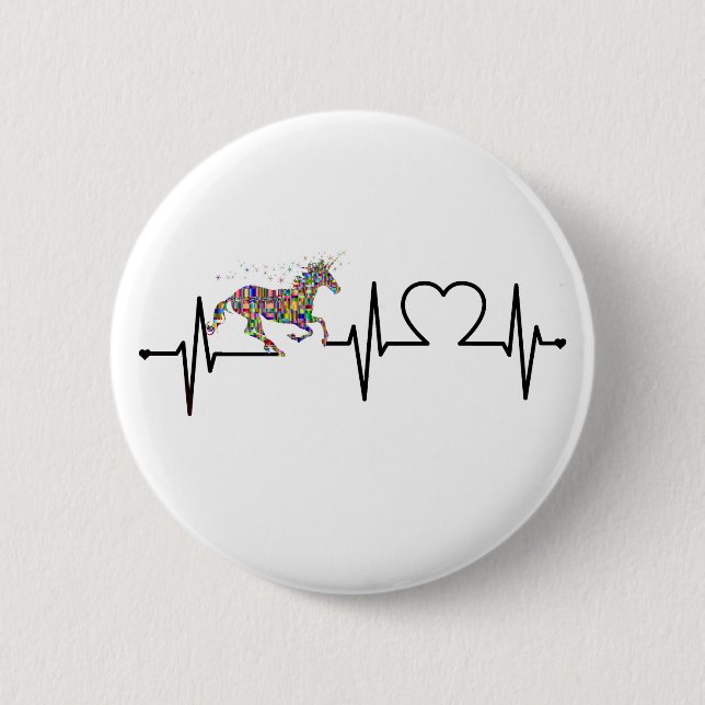 horse heartbeat 6 cm round badge (Front)
