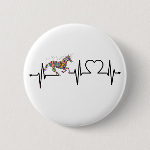 horse heartbeat 6 cm round badge