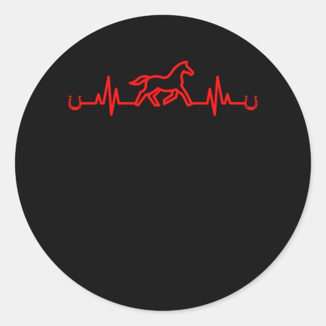 Horse Heartbeat Horseshoe Stable Equestrian Gift Classic Round Sticker (Front)