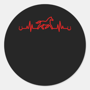 Horse Heartbeat Horseshoe Stable Equestrian Gift Classic Round Sticker