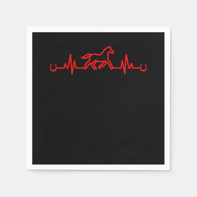Horse Heartbeat Horseshoe Stable Equestrian Gift Napkin (Front)