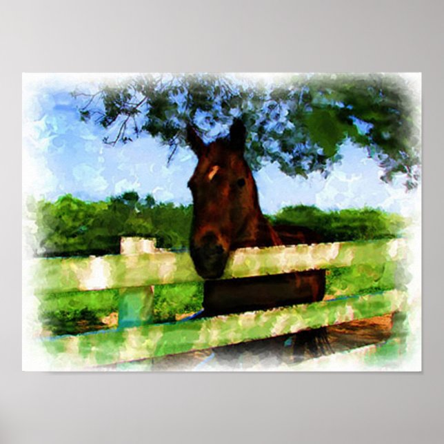 Horse Hello Watercolor Poster (Front)