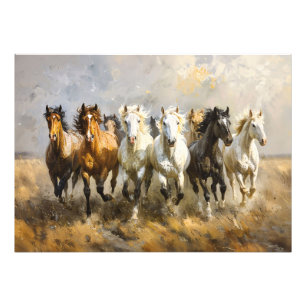 Horse Herd Galloping Mustang Painting Decoupage Photo Print