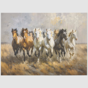 Horse Herd Galloping Painting Decoupage Tissue Paper