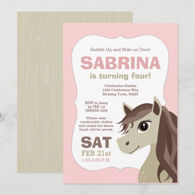 Horse Horseback Riding Birthday Party Invitation (Front/Back)