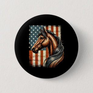 Horse Horseback Riding Western Farm American Flag 6 Cm Round Badge