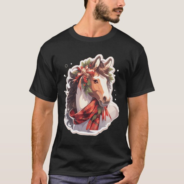 Horse Horses Christmas Riding Riding Sports funny T-Shirt (Front)
