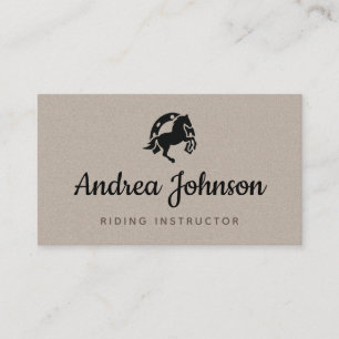 Horse Horseshoe Grey Kraft Paper Riding Instructor Business Card