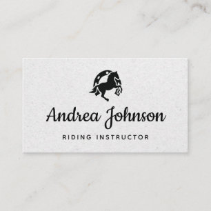 Horse Horseshoe Grey Kraft Paper Riding Instructor Business Card