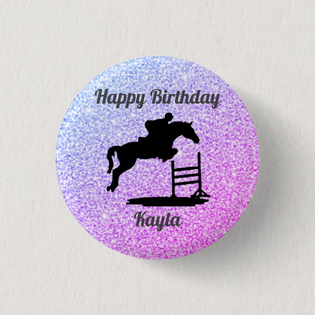 Horse Hunter Jumper Happy Birthday Button (Front)