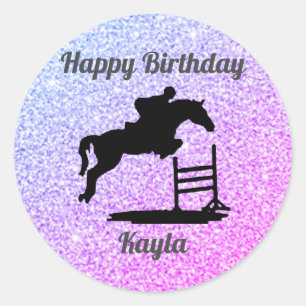 Horse Hunter Jumper Happy Birthday Classic Round Sticker