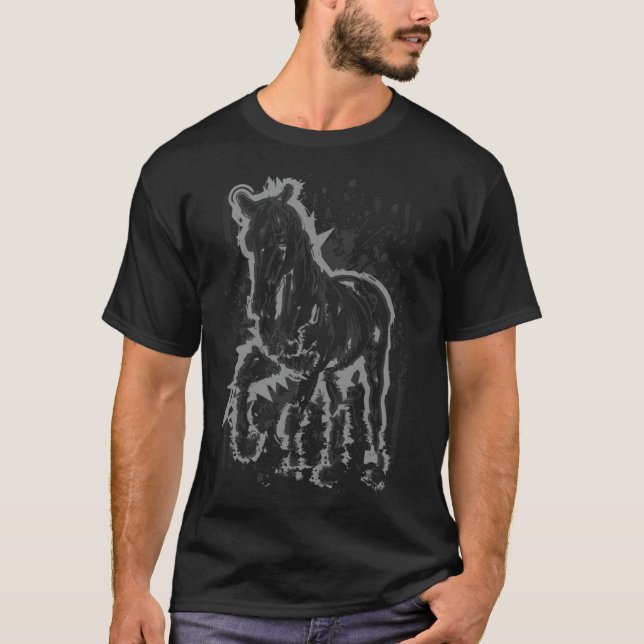 Horse Illustration  Horseriding  ride a rodeo amad T-Shirt (Front)