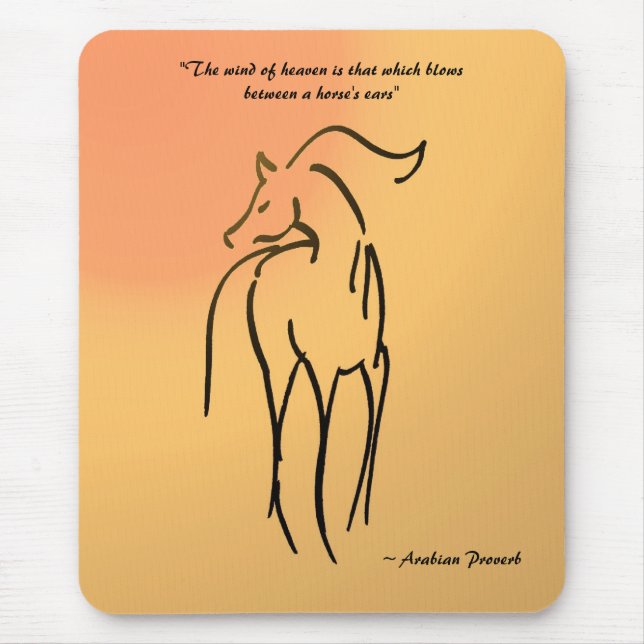 Horse Illustration Mousepad - Arabian Quote (Front)