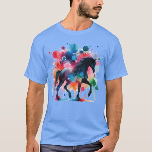horse in a colourful design funny T-Shirt (Front)