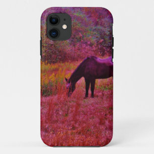 Horse in a Kaleidoscope Coloured Field iPhone 11 Case