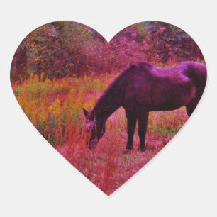 Horse in a Kaleidoscope Coloured Field Heart Sticker