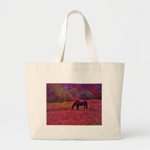 Horse in a Kaleidoscope Coloured Field Large Tote Bag