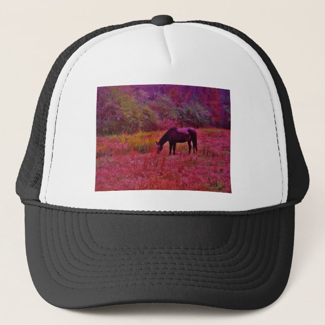 Horse in a Kaleidoscope Coloured Field Trucker Hat (Front)