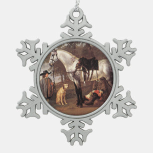 Horse in a Landscape Aelbert Cuyp Snowflake Pewter Christmas Ornament