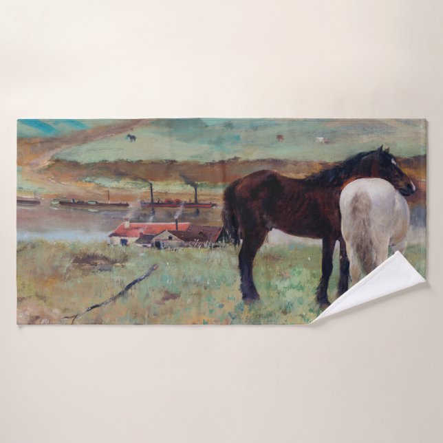 Horse in a Meadow, Edgar Degas Bath Towel (Bath Towel)