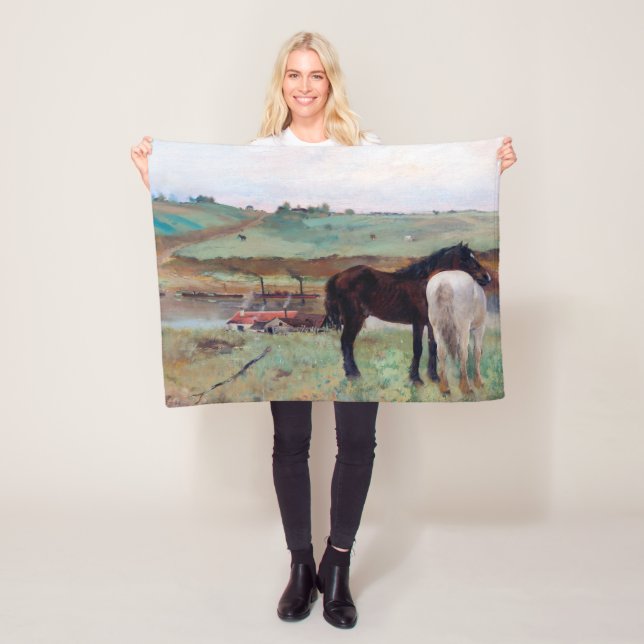 Horse in a Meadow, Edgar Degas Fleece Blanket (In Situ)