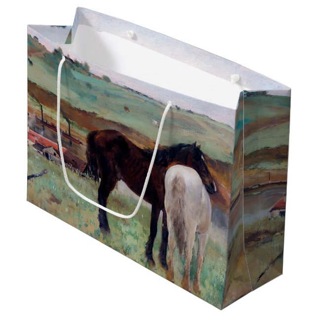 Horse in a Meadow, Edgar Degas Large Gift Bag (Front Angled)