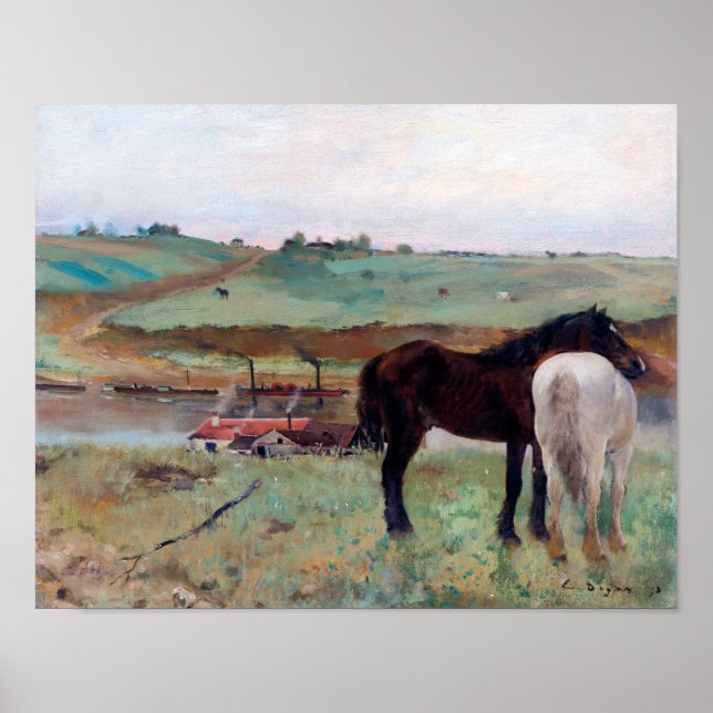 Horse in a Meadow, Edgar Degas Poster (Front)