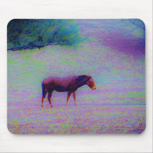 Horse IN A RAINBOW PURPLE FIELD : add name Mouse Mat