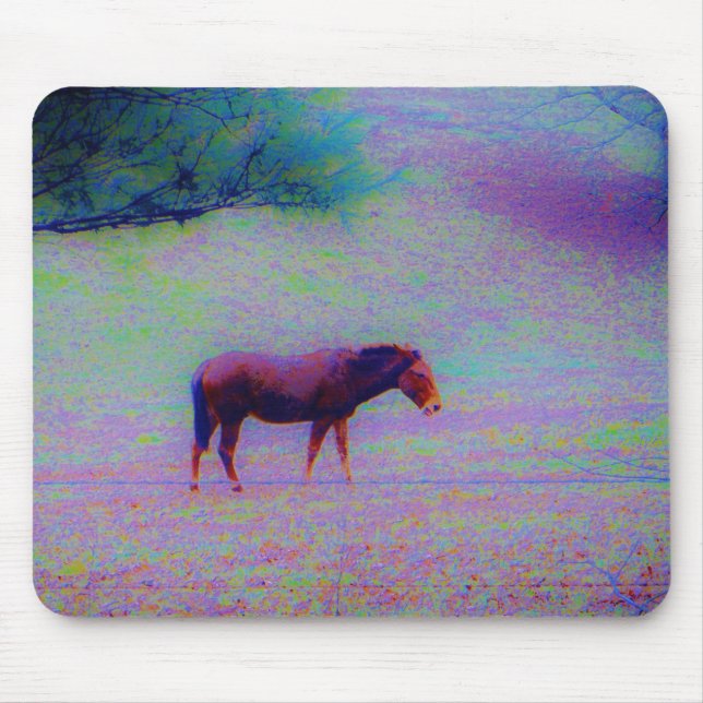 Horse IN A RAINBOW PURPLE FIELD : add name Mouse Mat (Front)