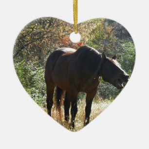 Horse in Autumn Ceramic Tree Decoration