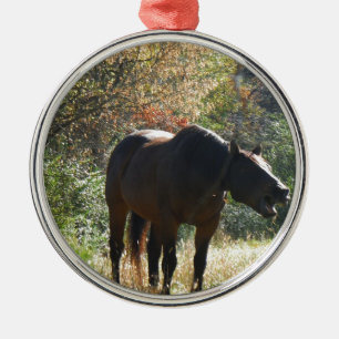 Horse in Autumn Metal Tree Decoration