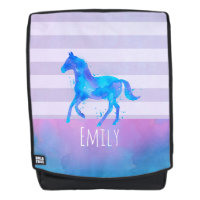 Horse in Blue and Purple Watercolor Personalised
