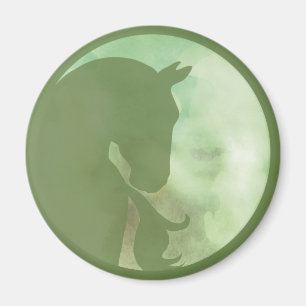 Horse in Circle - Green Magnet