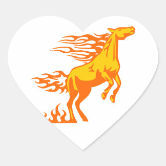 Horse in Flames Heart Sticker