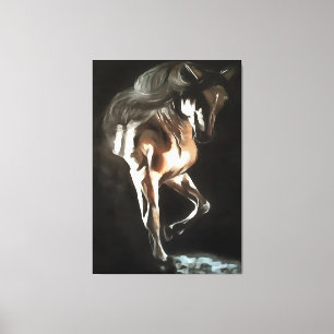 Horse In Flaxen Chestnut Brown On Black Canvas Print
