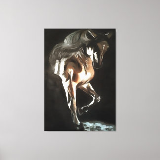 Horse In Flaxen Chestnut Brown On Black Canvas Print