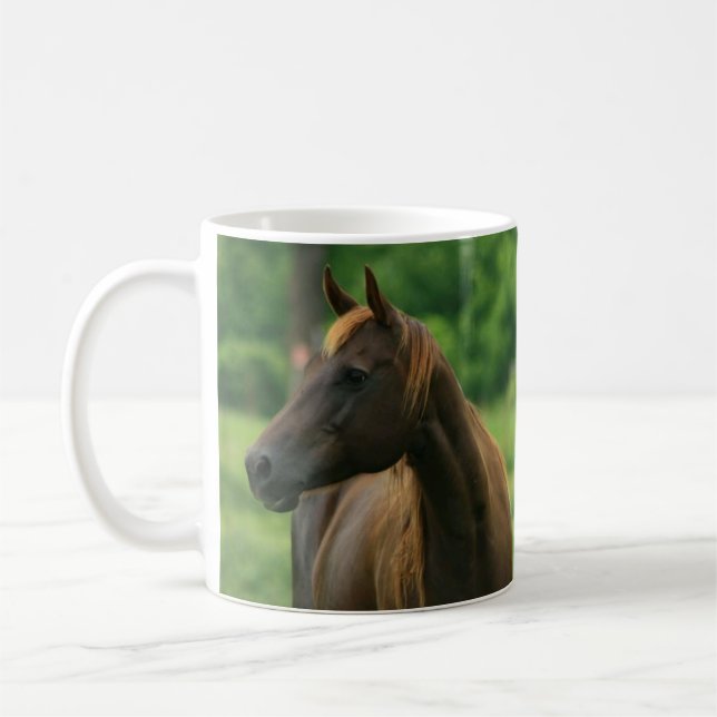 Horse in Green Pasture Personalised Mug (Left)