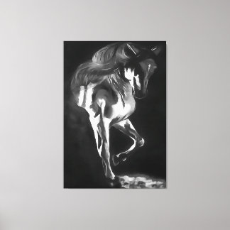 Horse In Grey On Black Canvas Print