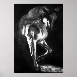 Horse In Grey On Black Poster