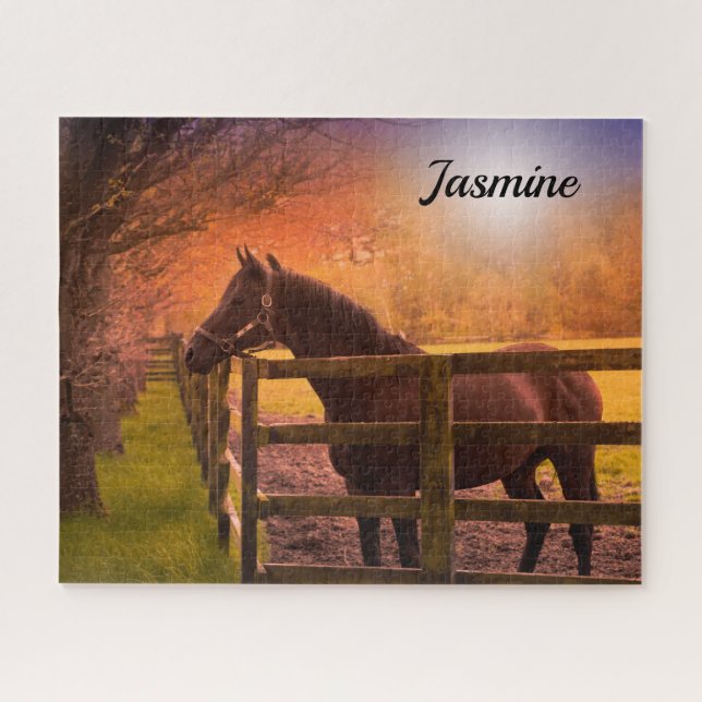 Horse in Paddock Personalised Jigsaw Puzzle (Horizontal)