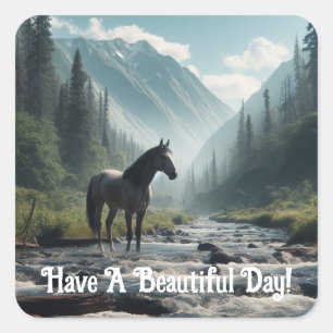 Horse In Stream Sticker