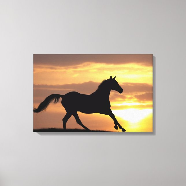 Horse In Sunset Canvas Print (Front)